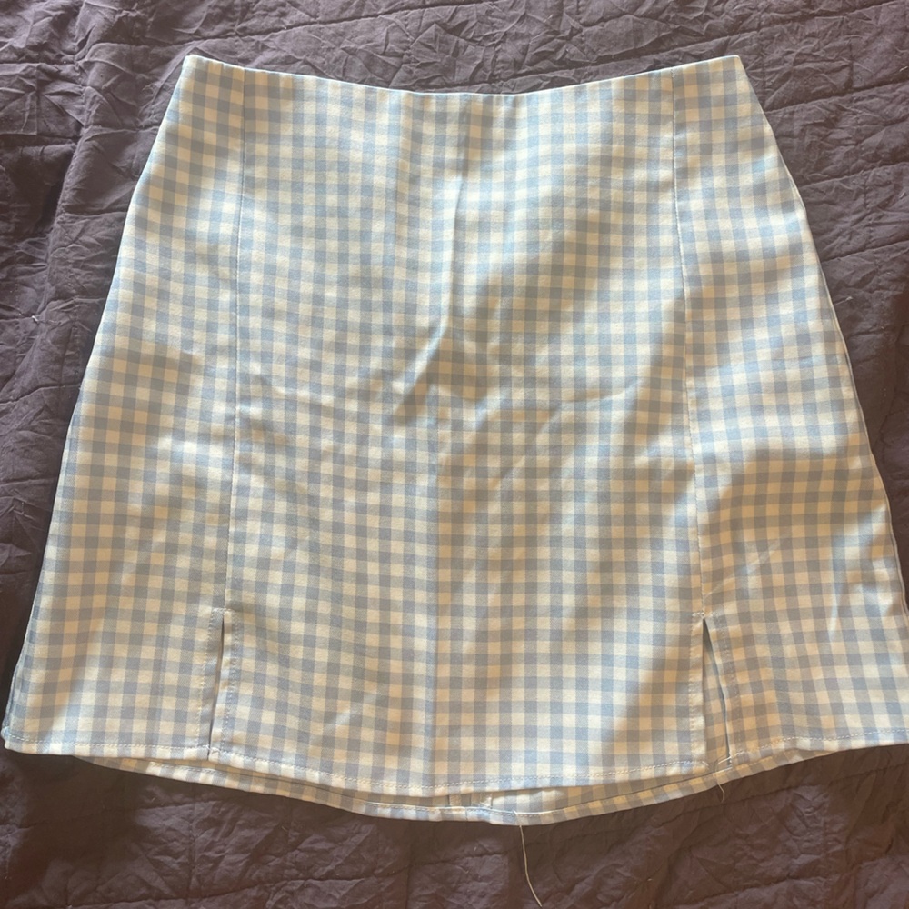 SHEIN Blue and White Checker Skirt - Size S